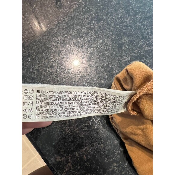 Forever 21 Camel Brown Button Front Midi Skirt M Rayon A Line Pockets Boho - Picture 7 of 15